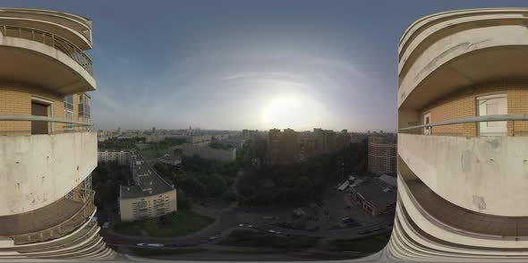 360 VR Aerial Panorama of Moscow at Sunset, Russia