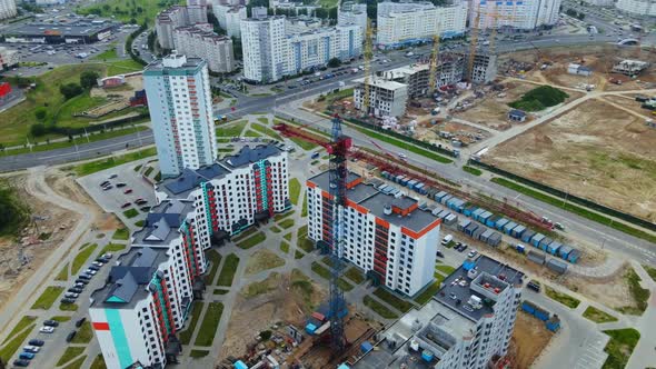 Aerial View Of The New Urban Development. New Houses Are Being Built. alt