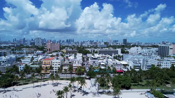 Coast city of Miami Beach Florida United States. Tropical scenery.