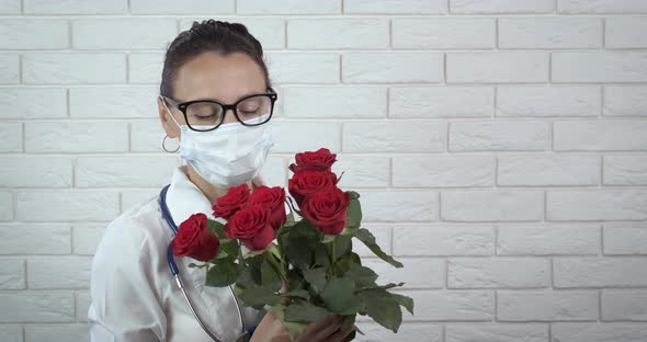 Doctor with Flowers in Quarantine