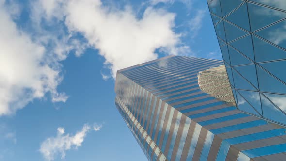 Business Buildings Reflection Of Clouds