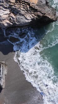 Vertical Video Sea Near the Coast  Closeup of the Coastal Seascape