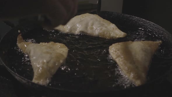 slow motion frying pies