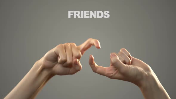 Hand Signing Friends in Asl, Text on Background Communication for Deaf, Tutorial