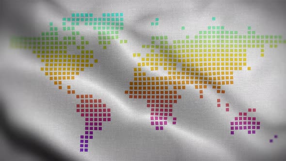 World Map White Color Rainbow 01 Flag Loop Background 4K