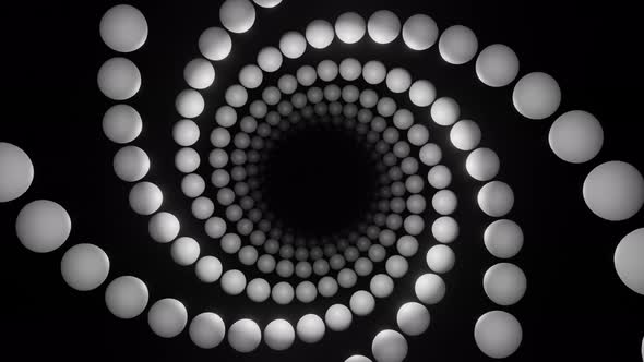3d Render Rotating Lines of Spheres Tunnel Illusion Animation