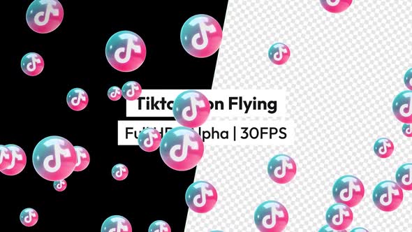 Tiktok Icon Logo Flying with Alpha