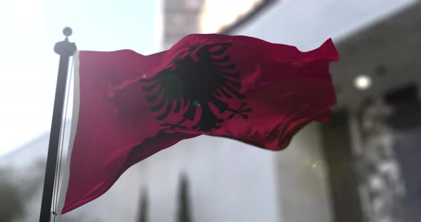 Albanian national flag. Albania country waving flag