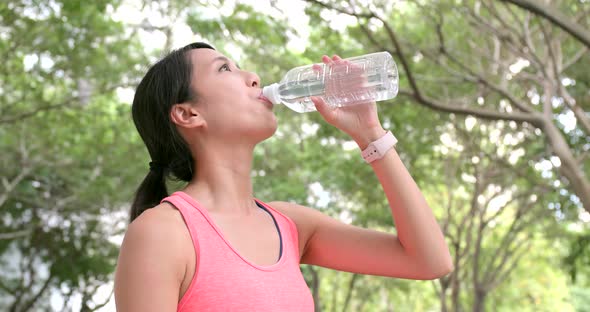 Sport woman drink of water bottle