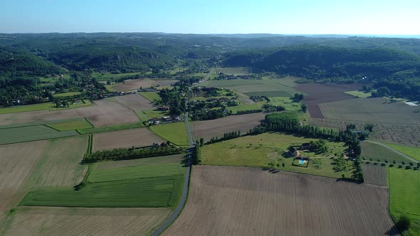 The Castle valley in Black Perigord in France aerial view