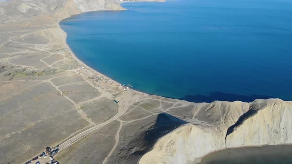 Aerial View of Quiet Bay Cape Chameleon Black Sea Crimean Peninsula