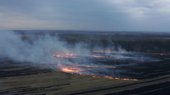 Aerial Footage of Burning Fields in the Krasnodar Territory