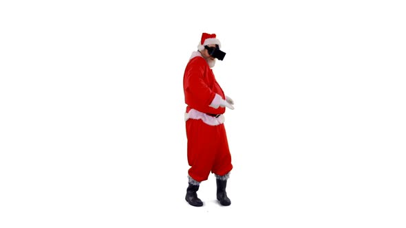 Santa claus dancing against white background