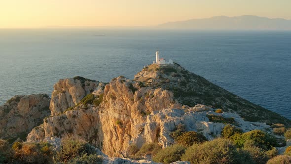 Knidos Lighthouse on the Cliff at Datca Peninsula in Turkey