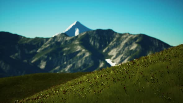 Panoramic View of Alpine Mountain Landscape in the Alps