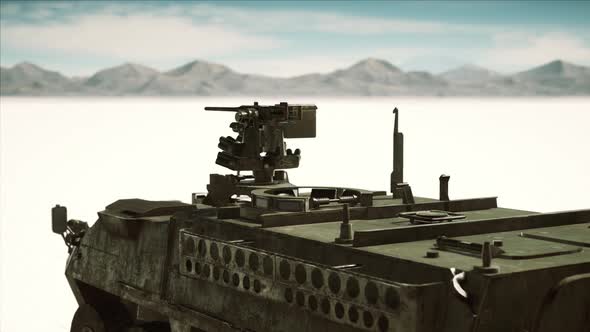 Military Tank in the White Desert