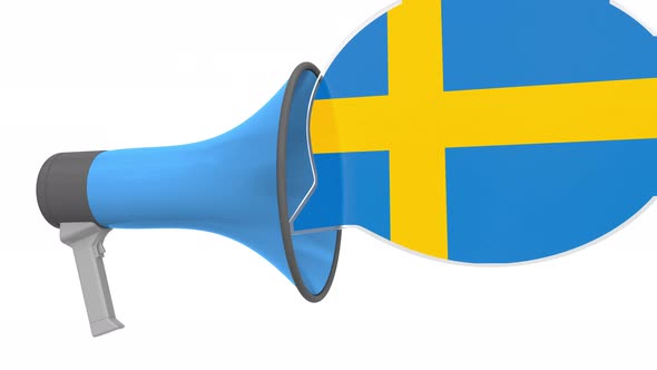 Loudspeaker and Flag of Sweden on the Speech Balloon