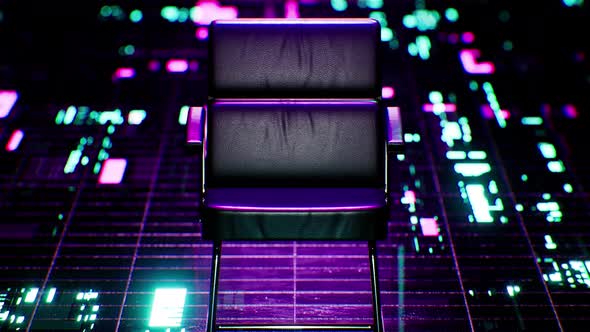 Black Chair on the Cyberpunk Floor Loop 4K