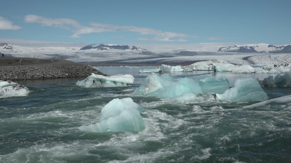 Global warming and climate change. Melting glaciers in the Arctic