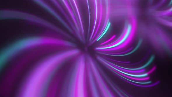 Abstract Animation of Neon Lines Twisted Into Spiral.  60 Fps Footage