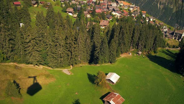 Tracking shot of a town in Switzerland taken from a descending tram
