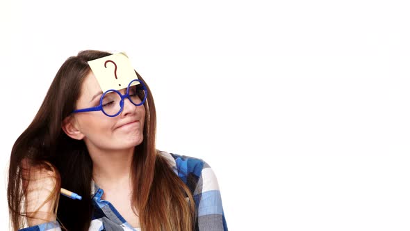 Woman Thinking Question Mark on her Head 