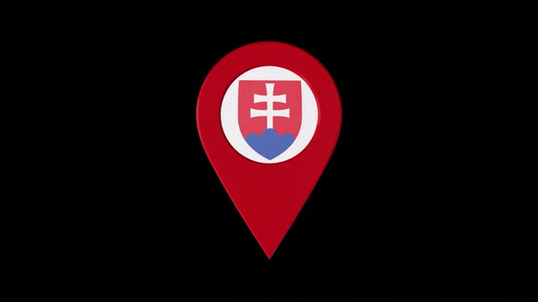 3D Rotating Pin Icon Animation With Slovakia Coat Of Arms Alpha Channel - 2K