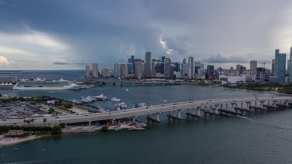 Thunderstorm over Miami, Florida Aerial