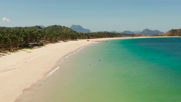 Tropical Beach with White Sand, View From Above.