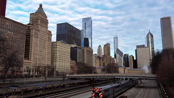 Downtown City Skyline Cloudy Sky In Winter Timelapse