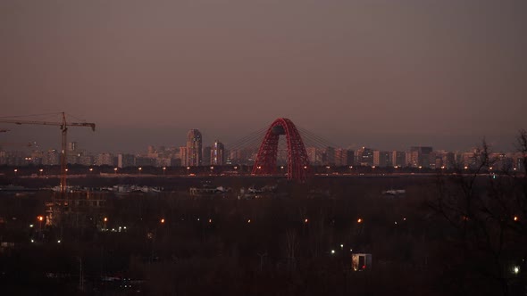 Panorama of the Evening City of Moscow
