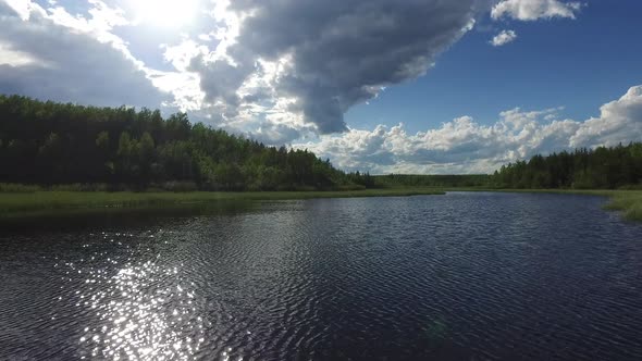 Lake on a cloudy day