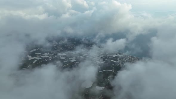 Clouds Over the city aerial view 4 K