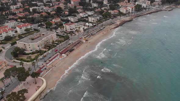 Aerial view on the bay of Cote d'Azur and La Ciotat village, France