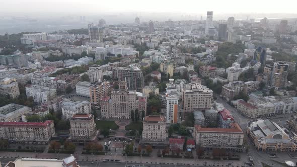 Cityscape of Kyiv, Ukraine. Aerial View, Slow Motion