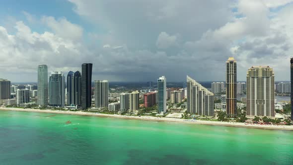 Aerial Panning Shot Sunny Isles Beach Fl