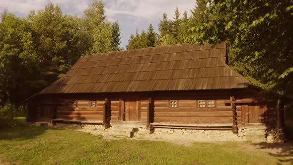 Wooden House Cabin in a Village