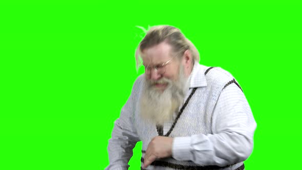 Old Desperate Man on Green Screen