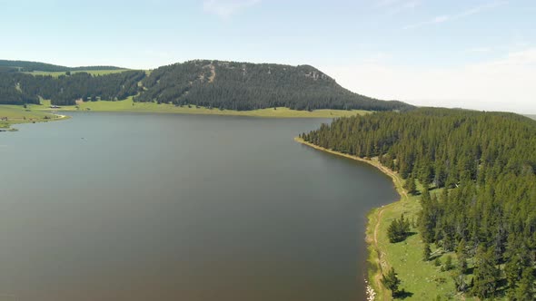 Aerial View of Tensleep Reservoir Lake in Wyoming Summer Season