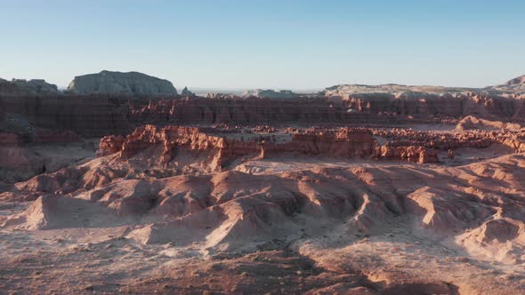 Panorama of Picturesque Famous Hoodoo Formations in Goblin Valley Red Desert