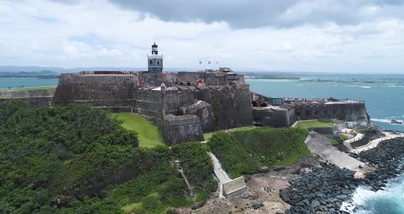 Castillo San Felipe del Morro San Juan Puerto Rico Drone Shot 1