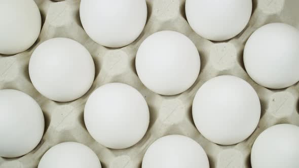 White Chicken Eggs in Turn Top View