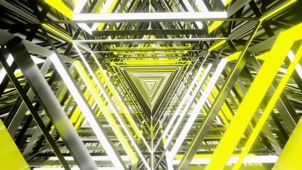 Neon VJ tunnel triangle spinning