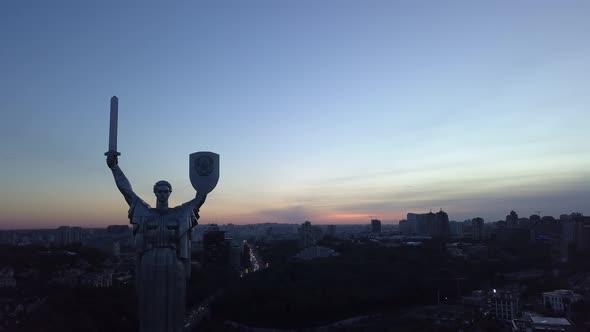 Monument Motherland. Aerial. Kyiv. Ukraine