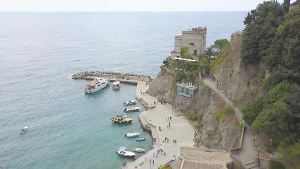 Panorama view of Monterosso al Mare village one of Cinque Terre in La Spezia, Italy