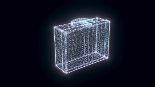 Vintage Suitcase Hologram Rotating 4k