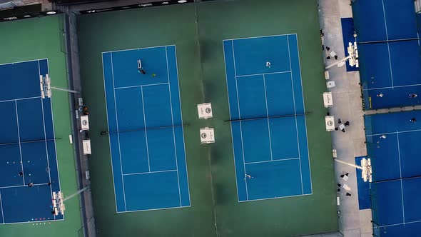 Tennis court aerial view.