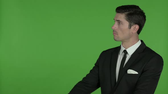 Thoughtful Businessman Looking at Something, Chroma Key