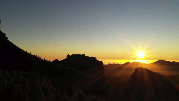 Dramatic Sunset Over Mountainous Landscape