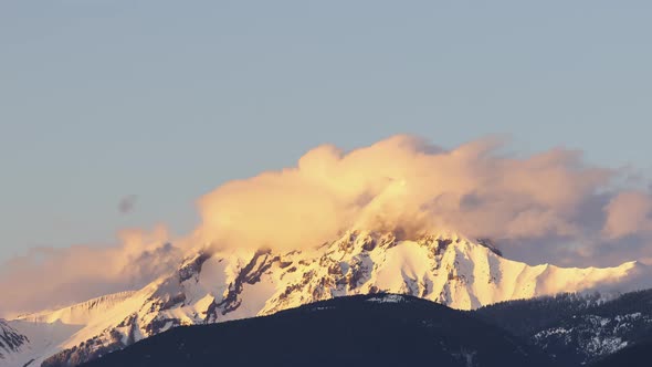 Time Lapse View of Canadian Mountain Landscape Covered in Clouds